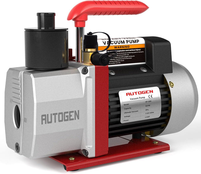 5CFM Vacuum Pump, 1/2HP 38 Micron 110V HVAC Vacuum for R12 R22 R134a R410a, 1-Stage Pump for HVAC/AUTO AC Refrigerant Recharging, Degassing Wine, Milking Cow, Food Processing