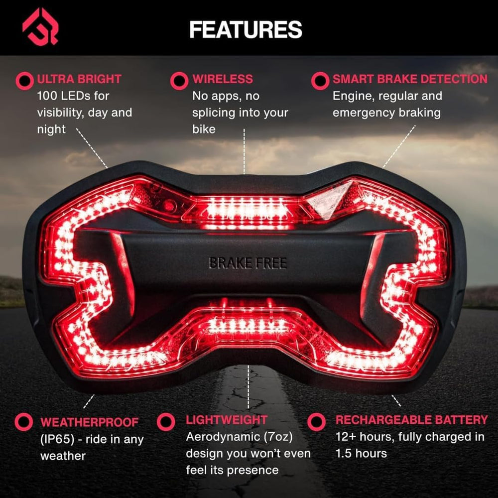 Brake Free Helmet Light - Smart Wireless Motorcycle Lights- Weatherproof LED ...