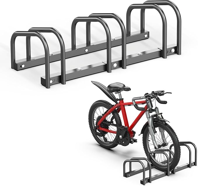 Ultrawall Bike Storage Rack for Garage, 3 Bikes Floor Bike Stand, Bicycle