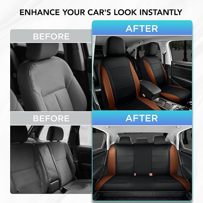 Road Comforts Leather Seat Covers, Breathable Car Seat Covers Full Set