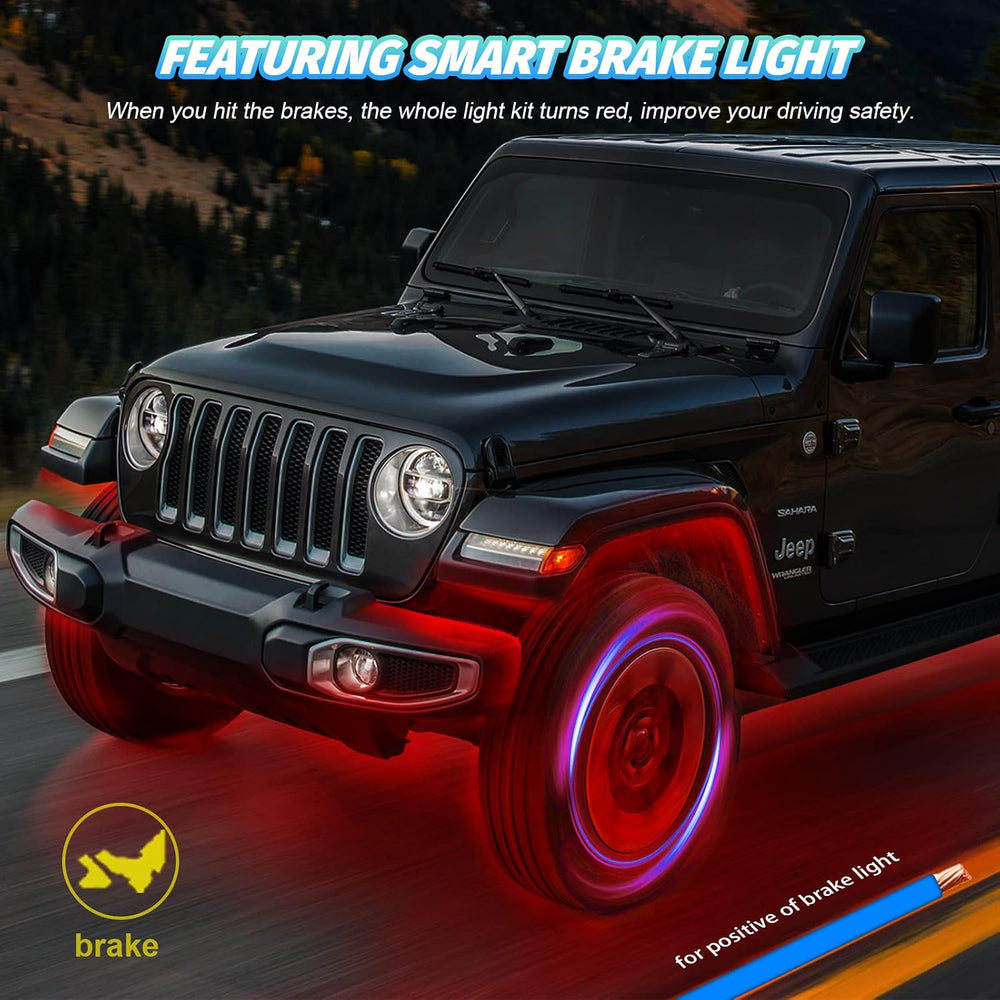 RGB LED Rock Lights Kit, 8 Pods Rock Light for Jeeps Truck Golf Cart ATV UTV ...