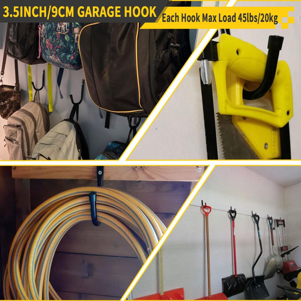 4 Pack Overhead Garage Storage Rack with 4 J Hooks, Heavy Duty Ceiling Mounte...