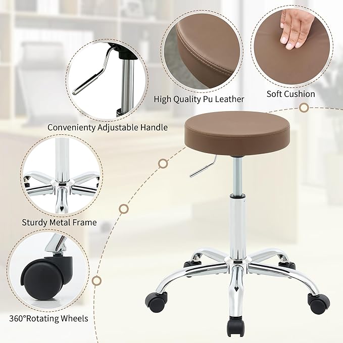 Salon Rolling Chair, Adjustable Stools