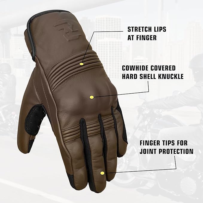 Leather Motorcycle Gloves for Men and Women | Touchscreen | Full Finger |