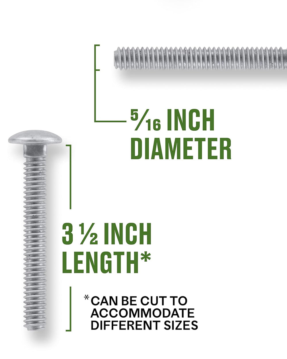 Hillman Hot-Dipped Galvanized Steel Carriage Bolts 5/16-18 x 3-1/2-Inch