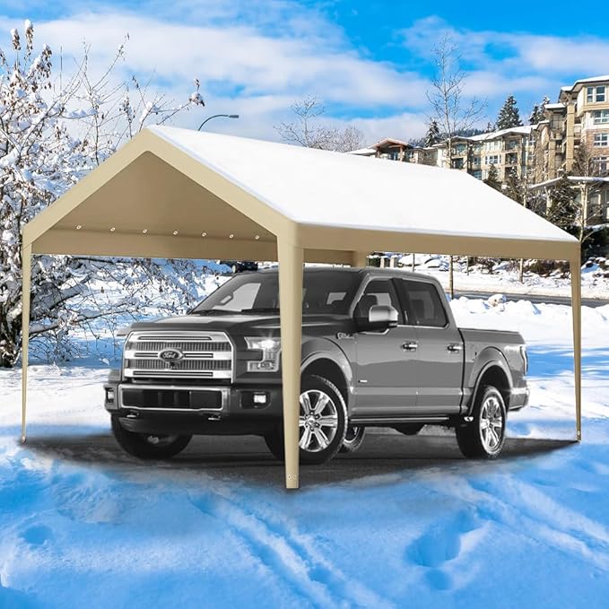 Rutile 10 x 20 FT Carport Replacement Cover, Heavy Duty Car Tarp Canopy Tent