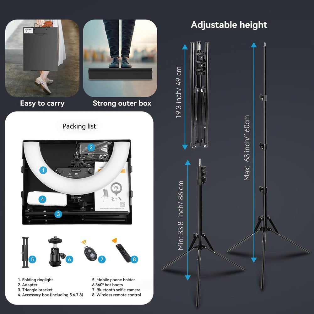 18 Inch Ring Light Kit, 55W6700k Dimmable LED Light, Tripod Stand, Remote Con...