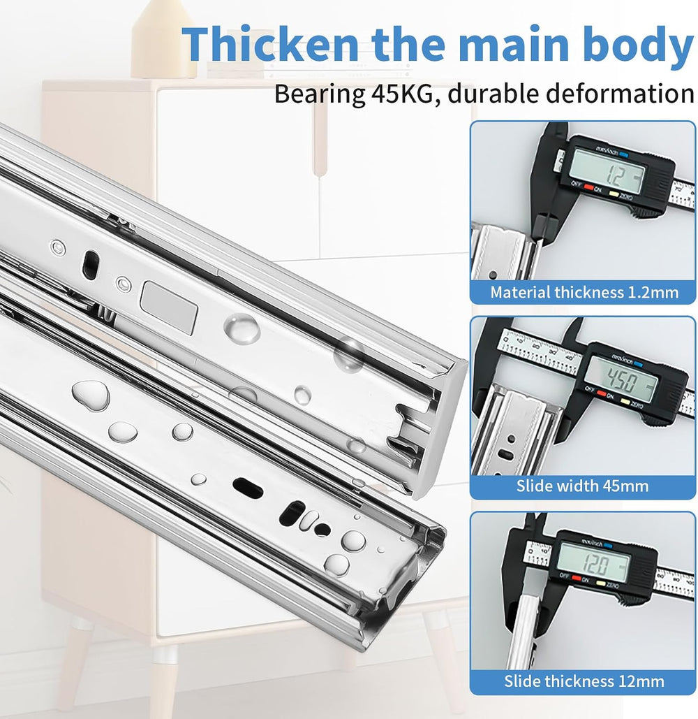 Sulawskys Soft Close Drawer Slides 14 Inch, 6 Pairs – Full Extension 100LB