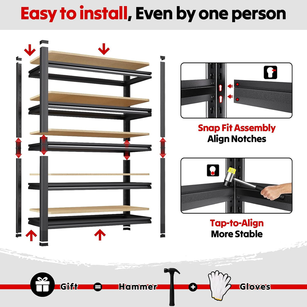 78''H Storage shelves, Adjustable Garage Shelving,5-Tier Shelving Unit