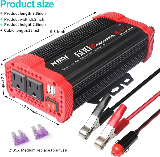 600W Car Power Inverter 12V DC to 110V AC Converter