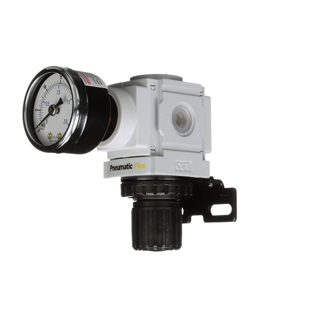 PneumaticPlus PPR2-N02BG-2 Low Pressure Air Regulator, 0-30 PSI, 1/4" NPT