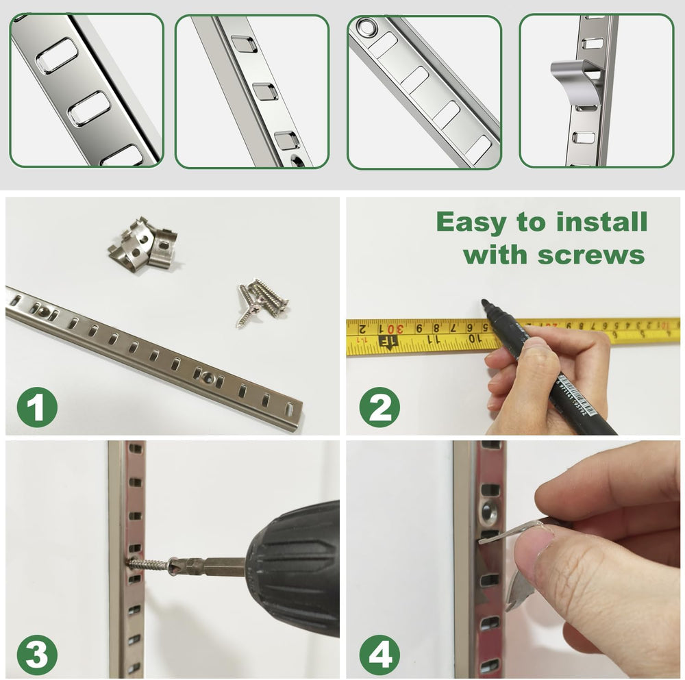 8 Pcs 36 Inch Shelf Pilaster with 40 Clips and 72 Screws, Adjustable Shelf Br...