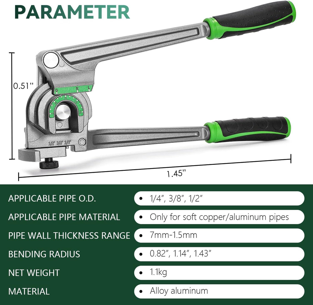 Antstone 1/4” 3/8” 1/2” O.D. Tubing Bender 3 in 1 Tube Bender 180° HVAC Coppe...