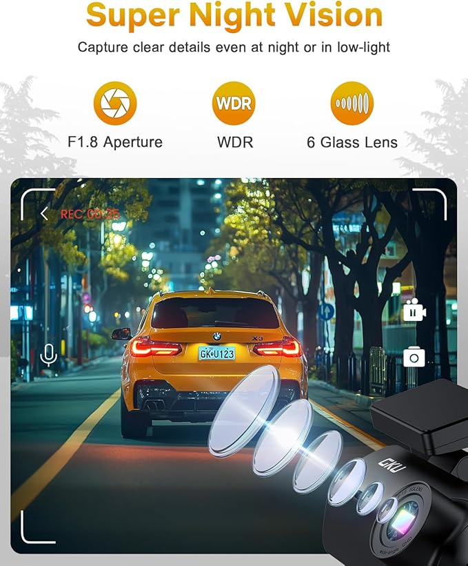 GKU 4K Dash Cam, Dash Cam Front