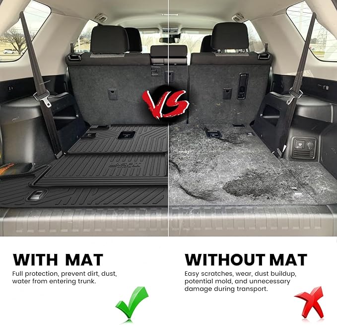 LASFIT Cargo & Backrest Mats for Toyota 4Runner 2013-2024, All Weather Cu...