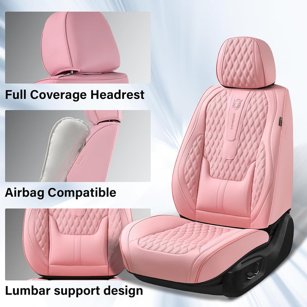 Coverado Seat Covers Full Set, Pink Car Seat Covers, Waterproof Car Seat Cove...