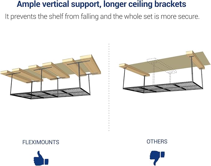 FLEXIMOUNTS 4x8 Overhead Garage Storage Rack, Adjustable Organization System ...