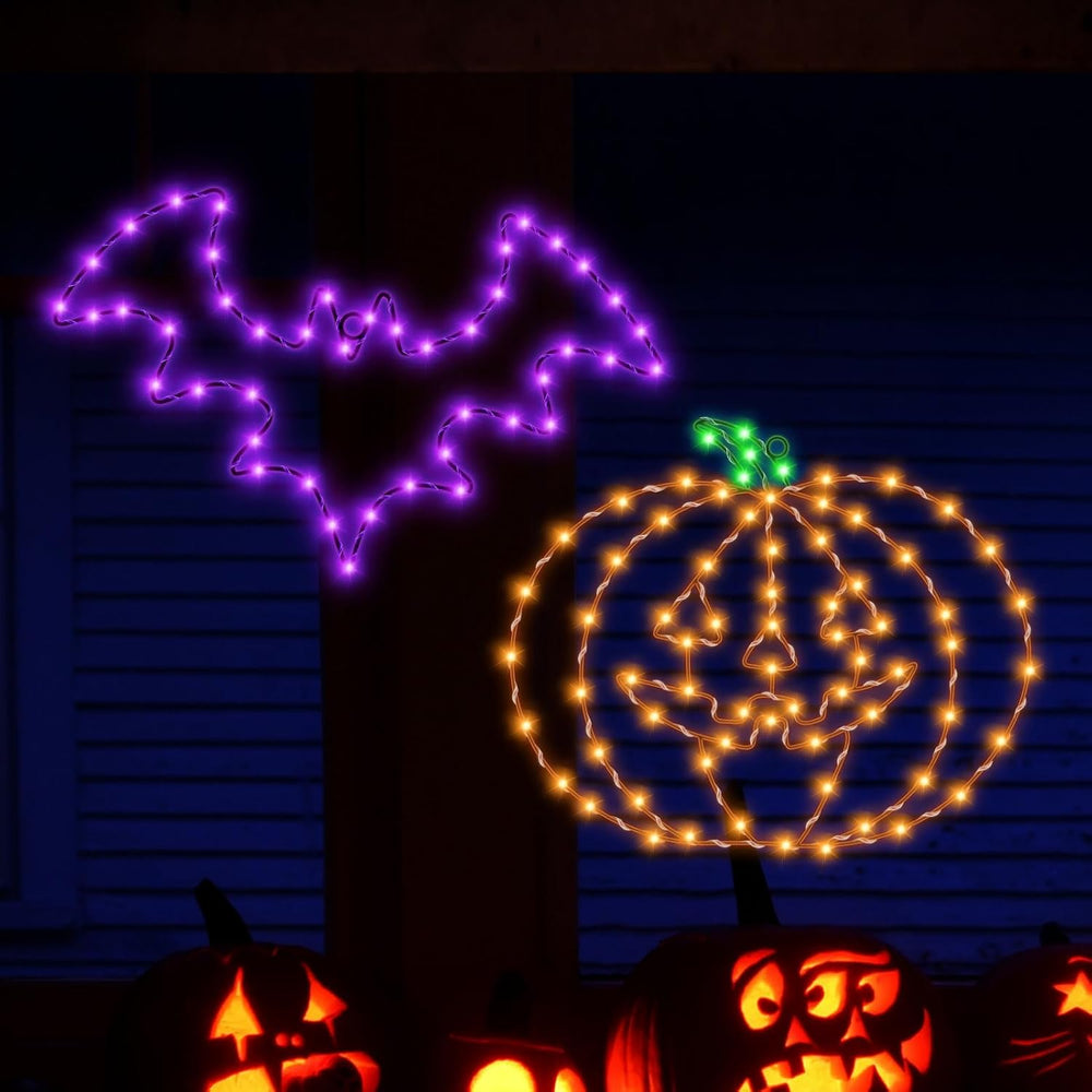 Halloween Window Lights, 2 Pack LED Waterproof Timer Indoor Decor