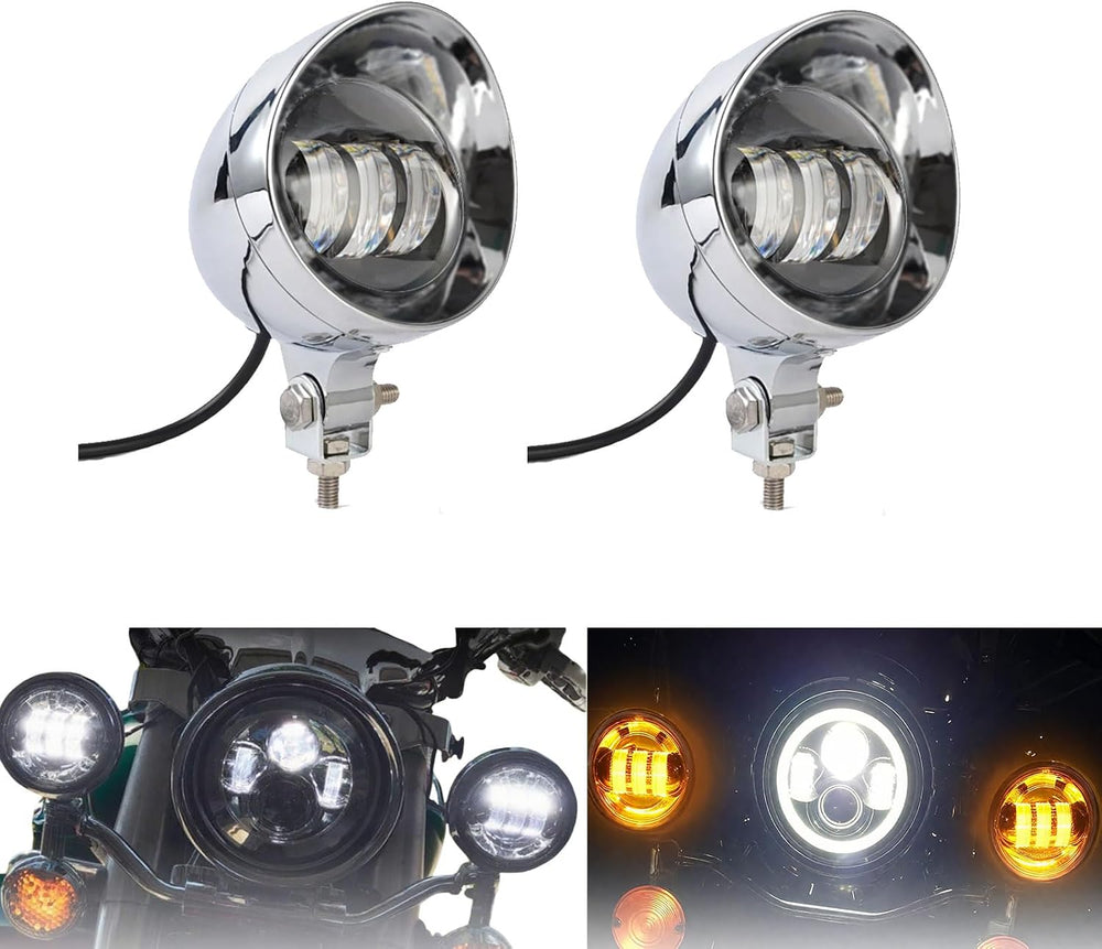 4.5 Inch 2 Pcs Chrome LED Motorcycle Fog Passing Lights