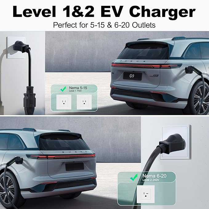 Level 1&2 EV Charger, Electric Vehicle Portable Charger