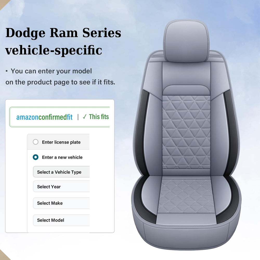 Coverado Gray Front Seat Covers for Dodge Ram, Waterproof Car Seat Covers for...