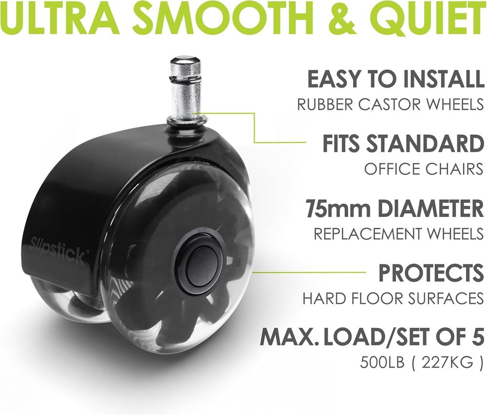 Monster 3” Dual Rollerblade Office Chair Wheels (Set of 5) Slipstick Premium ...
