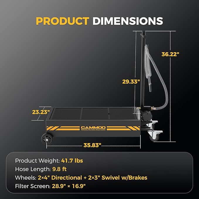 15 Gal Electric Oil Drain Pan, 110V High-Flow Pump, 9.8 FT Hose, 200 W Motor