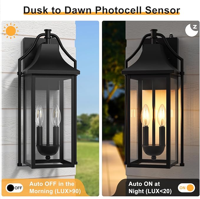 Outdoor Wall Sconce Fixture, Dusk to Dawn Patio Lights Waterproof