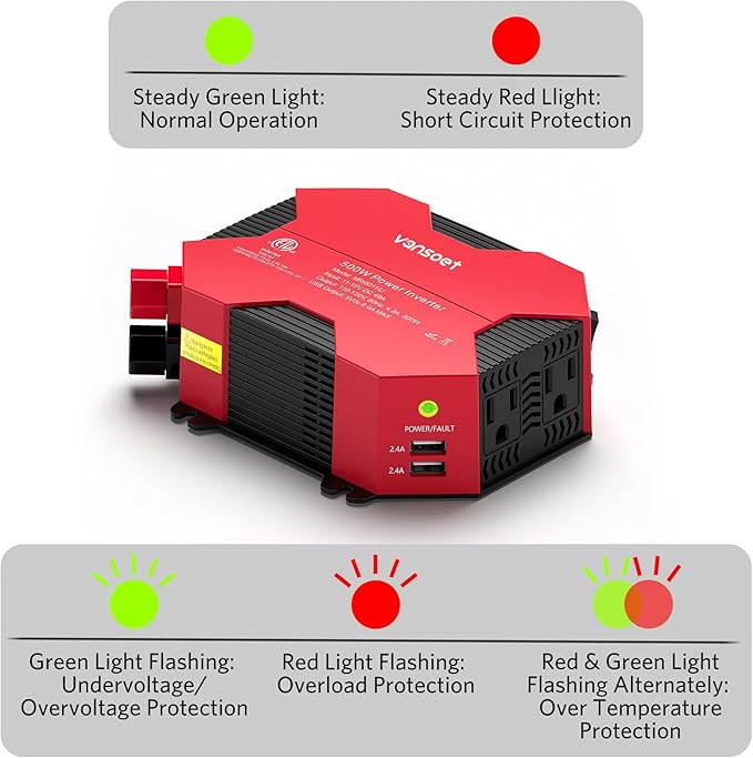 500 Watt Car Power Inverter DC 12V to AC 110V Car Plug Inverter Adapter Power