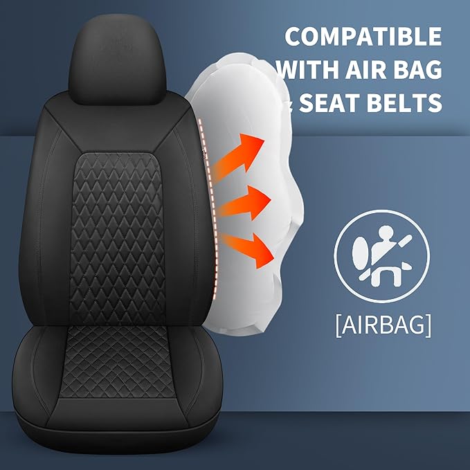 Leather Car Seat Covers, Breathable and Waterproof Seat Cover Full Set