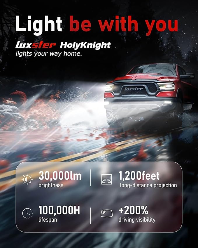 LUXSTER HolyKnight 9006 HB4 30000LM LED Light Bulbs, Foglight Bulbs, Super (2...