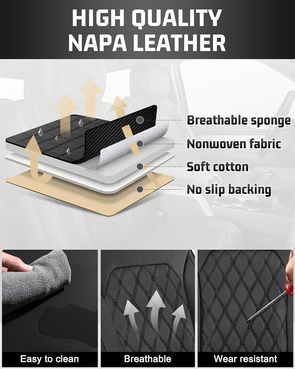 Umbrauto Seat Covers for Ford F150| Nappa Leather Pickup Truck Custom Fit Sea...