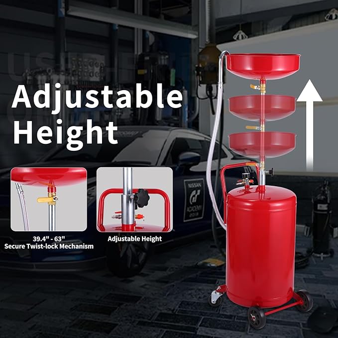 XtremepowerUS 20 Gallon Portable Waste Oil Drain Tank Air Operated Drainage