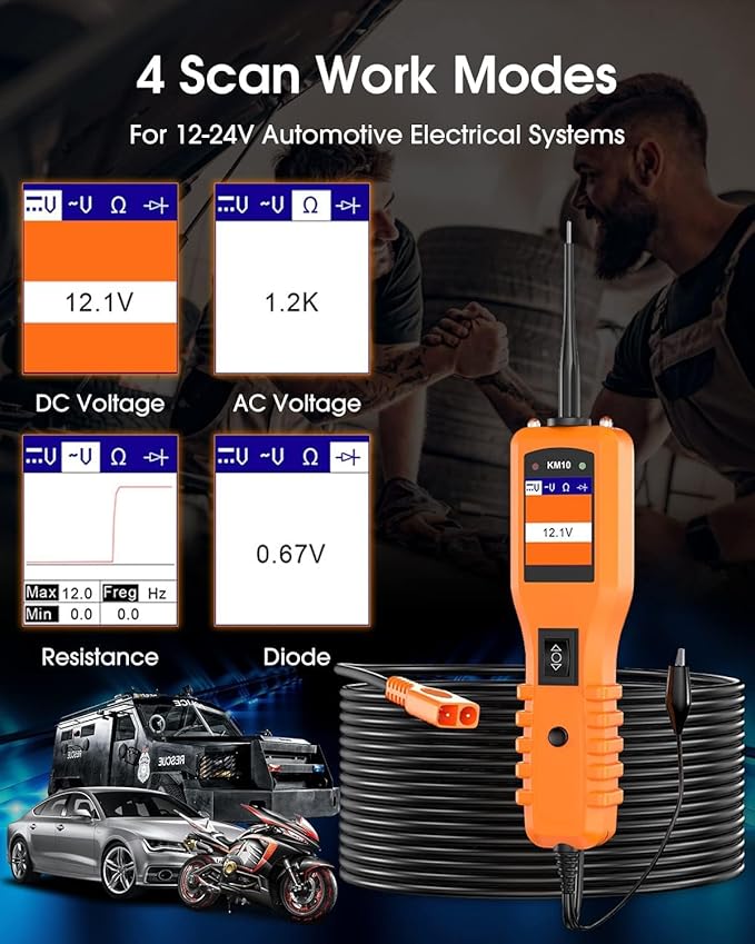 KZYEE KM10 Power Circuit Probe Kit, 12V 24V Automotive Circuit Tester, Digital