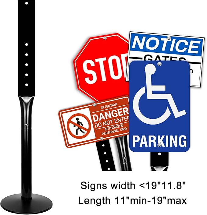 Parking Sign Post 48" Heavy Duty Cast Iron Parking Signs Stand, Movable ...