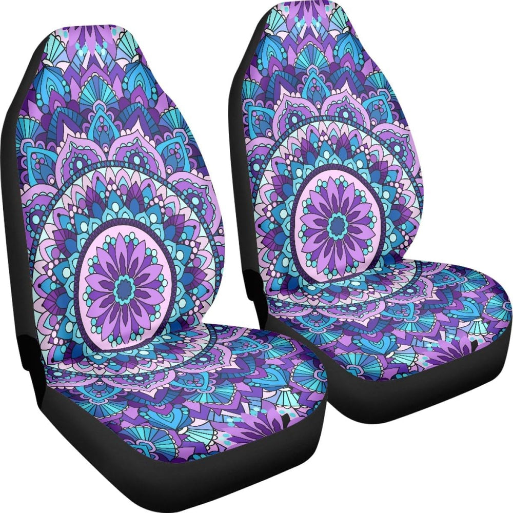 Pehede Car Seat Cover Purple Mandala Flower Pattern Front for Cars, Easy to I...