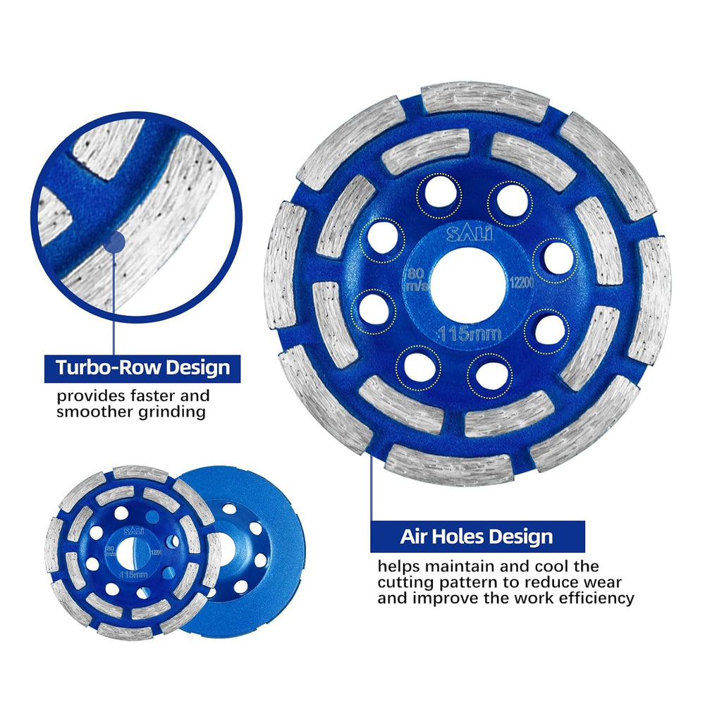 SALI 5pcs Diamond Concrete Grinding Wheel 4 1/2 inch for Polishing and Cleani...