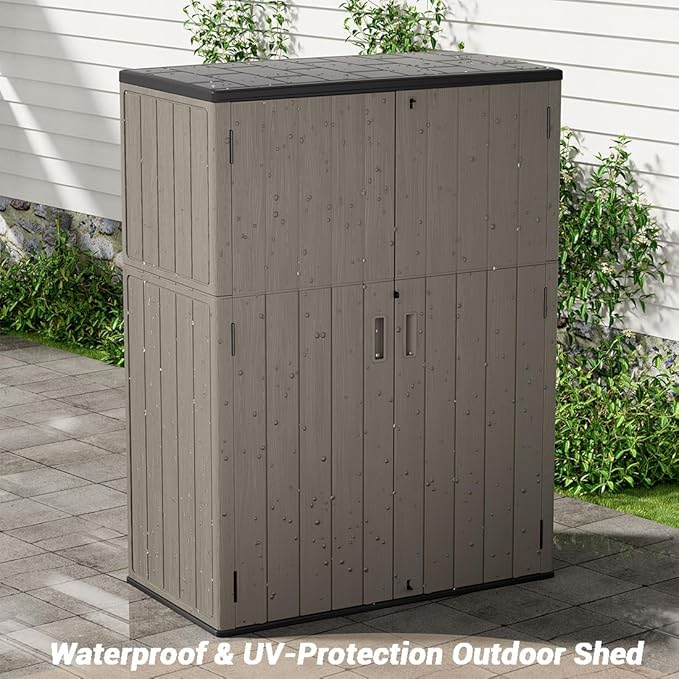 KINYING Outdoor Storage Cabinet Waterproof, 57 Cu.ft Resin Vertical Outdoor
