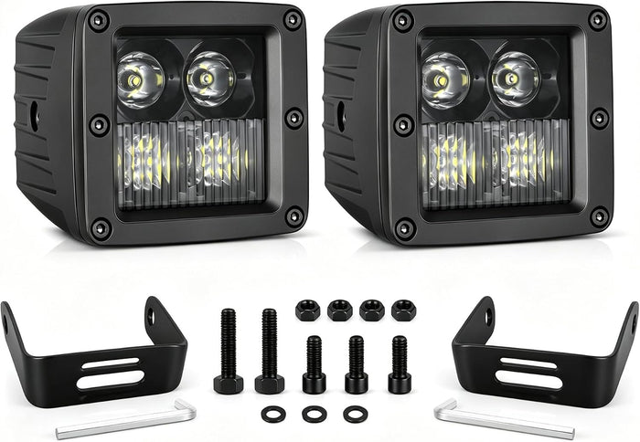 LED Cubes, 2PCS 3inch 80W CREE Combo Beam LED Pods Light Offroad