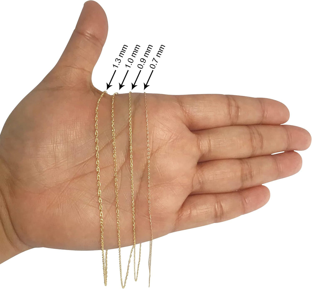 Kooljewelry Solid 10K Yellow Gold Rope Chain Necklace for Women