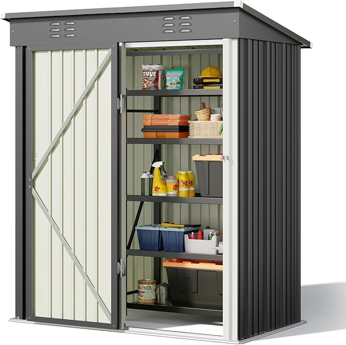 Bealife 5' x 3' Outdoor Storage Shed Clearance, Metal Outdoor Storage...