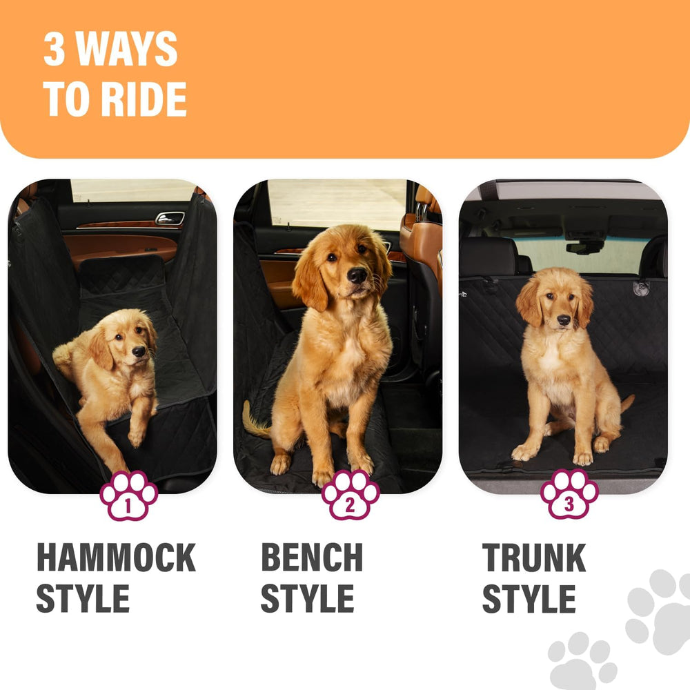 Active Pets Black Standard Dog Car Hammock Back Seat Cover, Waterproof Backse...