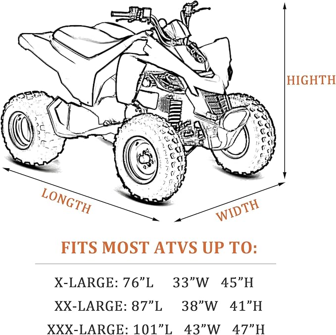 ATV Cover All Weather Outdoor Protection, Heavy Duty 420D Waterproof Oxford