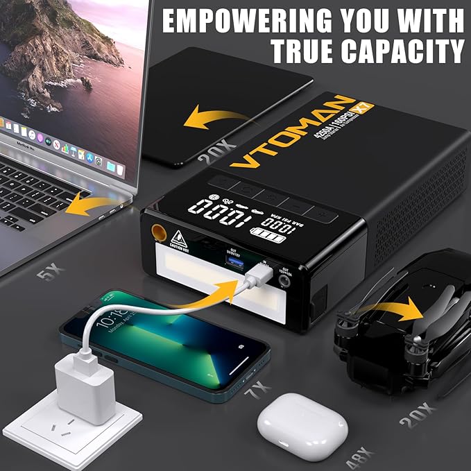 VTOMAN X7 Jump Starter with Air Compressor, 4250A Portable Car Jumper with