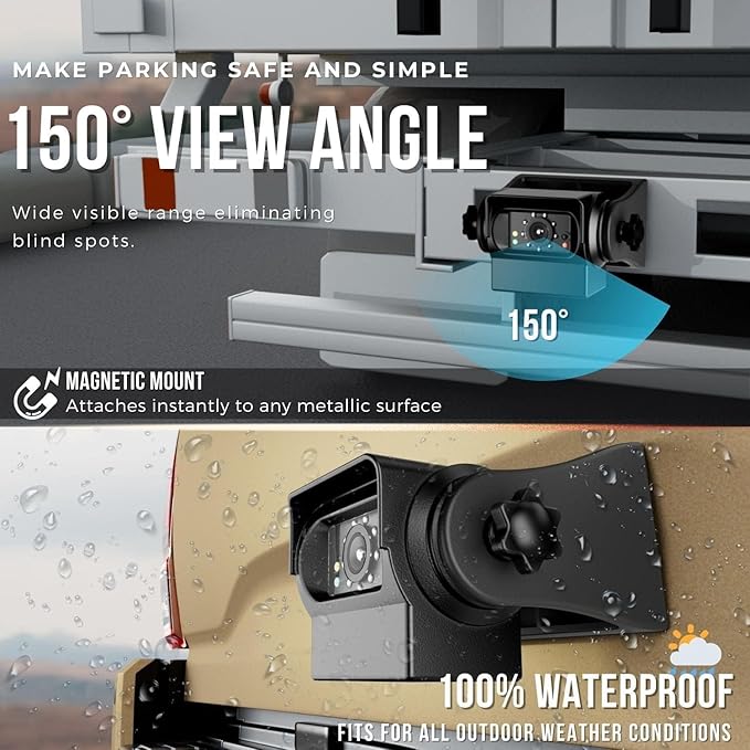EWAY WiFi Magnetic Hitch Wireless Backup Rear/Front View Camera Rechargeable