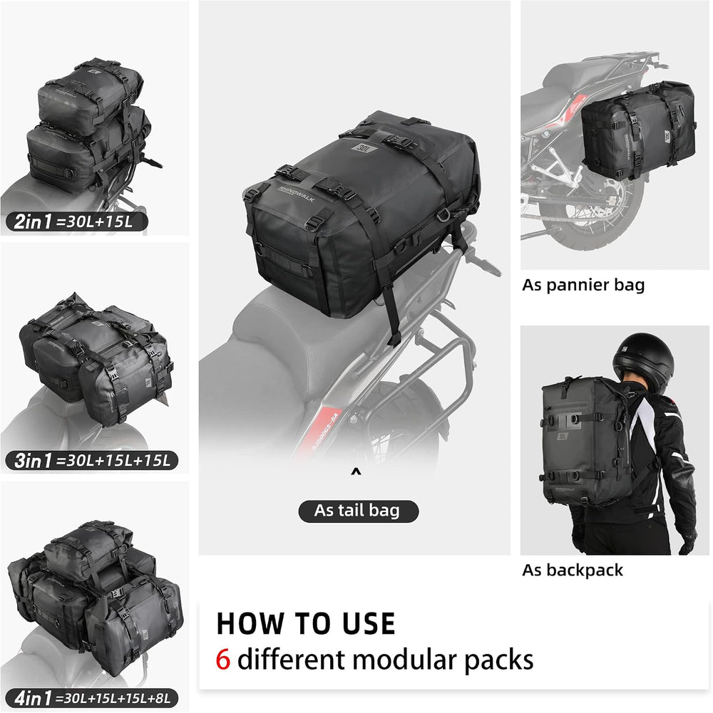 Rhinowalk Motorcycle Tail Bag, Travel Luggage Bags, Waterproof Rear Carrier, ...