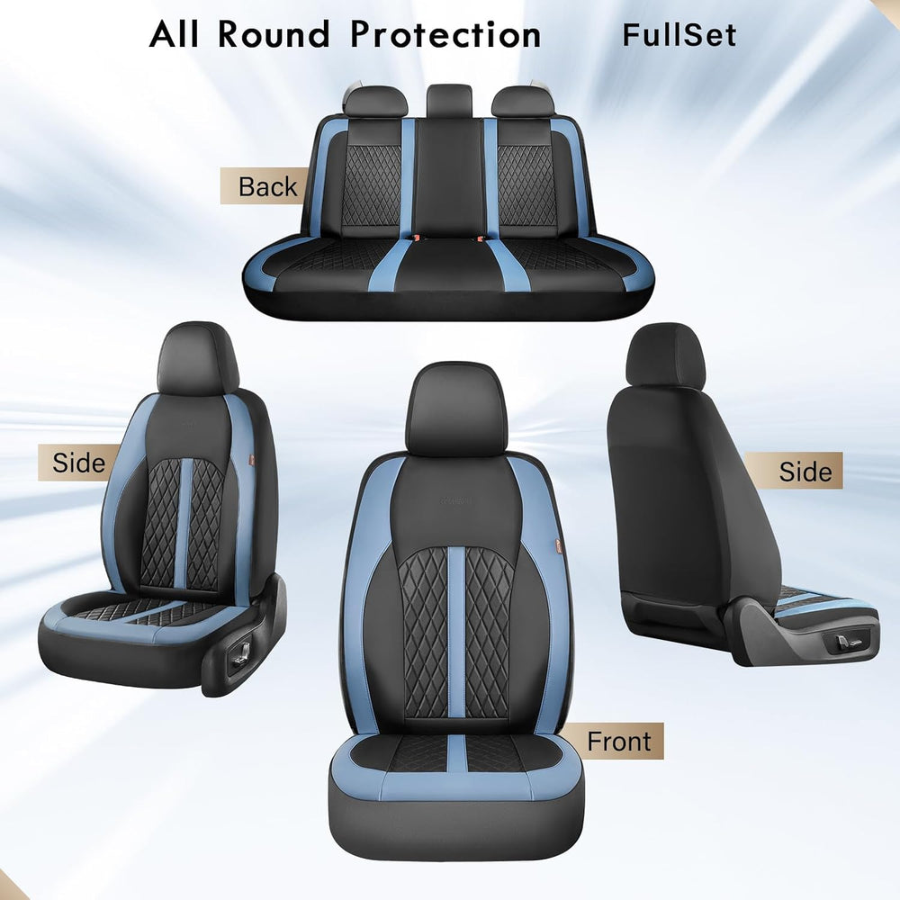 Coverado Universal Leather Seat Covers Full Set for 5 Seats – Waterproof, Dur...