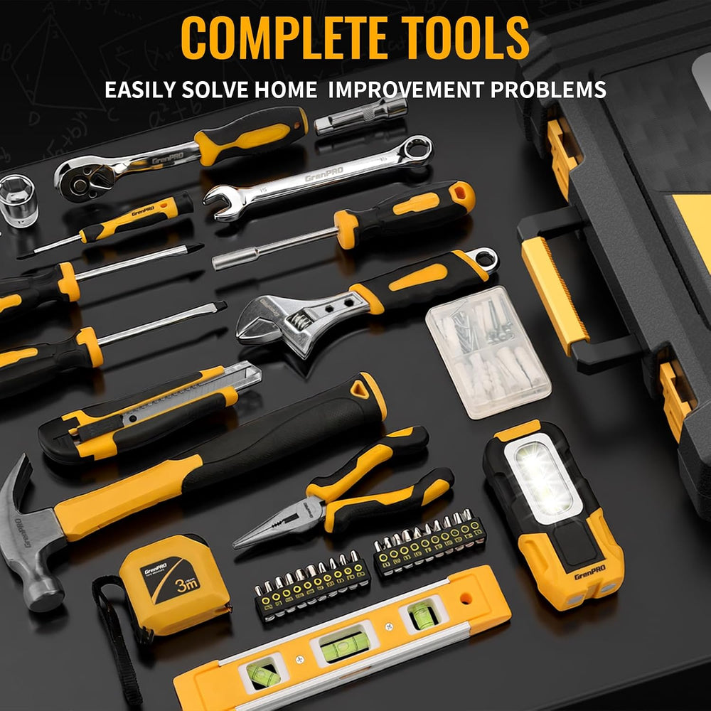 GRENPRO 219PCS Basic Home Auto Mechanic Hand Tool Kit With Storage Tool Box