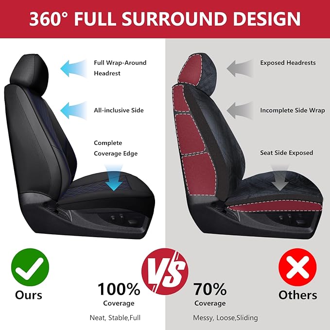 Chevy Chevrolet Silverado GMC Sierra Car Seat Covers Fit 2007-2023 2024 2025