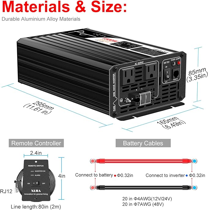 Xijia 1500W 48v to 120v Pure sine Wave 60HZ Solar Inverter